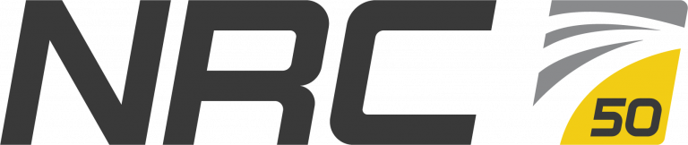 NRC logo with stylized swoosh and yellow “50” emblem on the right